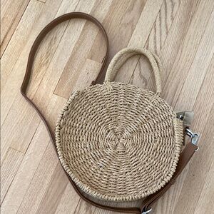 MMS Design Studio Tan and Brown Crossbody Bag with Spiral Weave